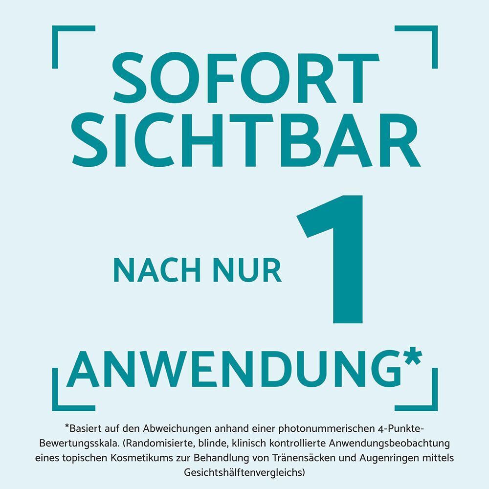 Text: SOFORT SICHTBAR NACH NUR 1 ANWENDUNG. Text: Basiert auf den Abweichungen anhand einer photonummerischen 4-Punkte-Bewertungsskala.