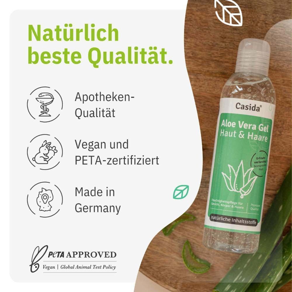 Casida Aloe Vera Gel Haut & Haare - DERMATEST Sehr Gut - 100% Natrlich,  Rein & Ohne Duftstoffe 2x200 ml - Shop Apotheke