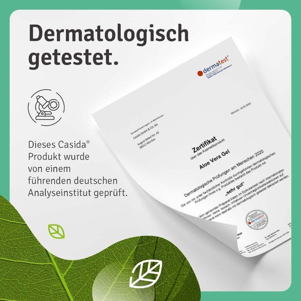Dermatologisch getestetes Zertifikat. Zertifikat über dermatologische Prüfungen am Menschen 2020. Geprüft von einem deutschen Analyseinstitut.