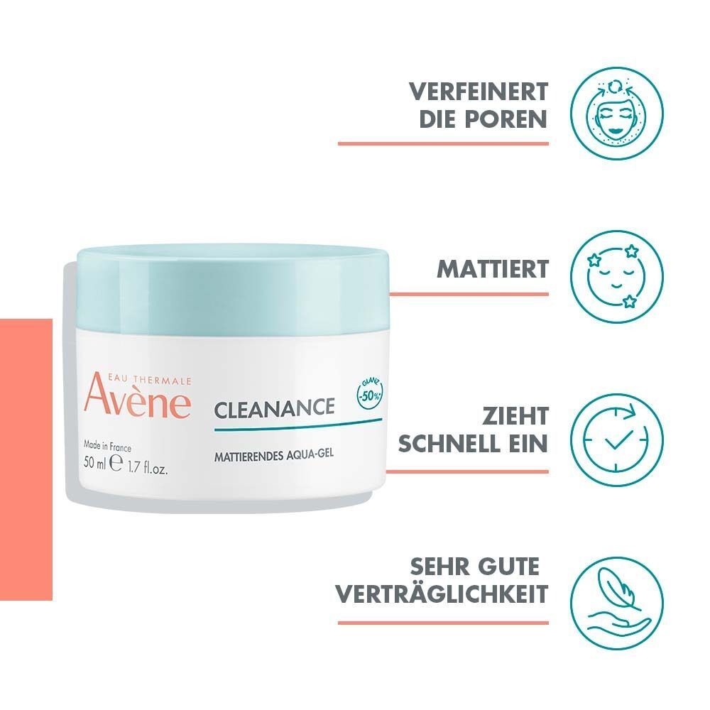 Avène Cleanance Mattierendes Aqua-Gel – verfeinert Poren reduziert Glanz sofort um -50%*