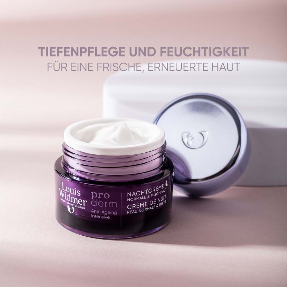 Tiegel mit Creme und geöffnetem Deckel. Text: Tiefenpflege und Feuchtigkeit für eine frische, erneuerte Haut.