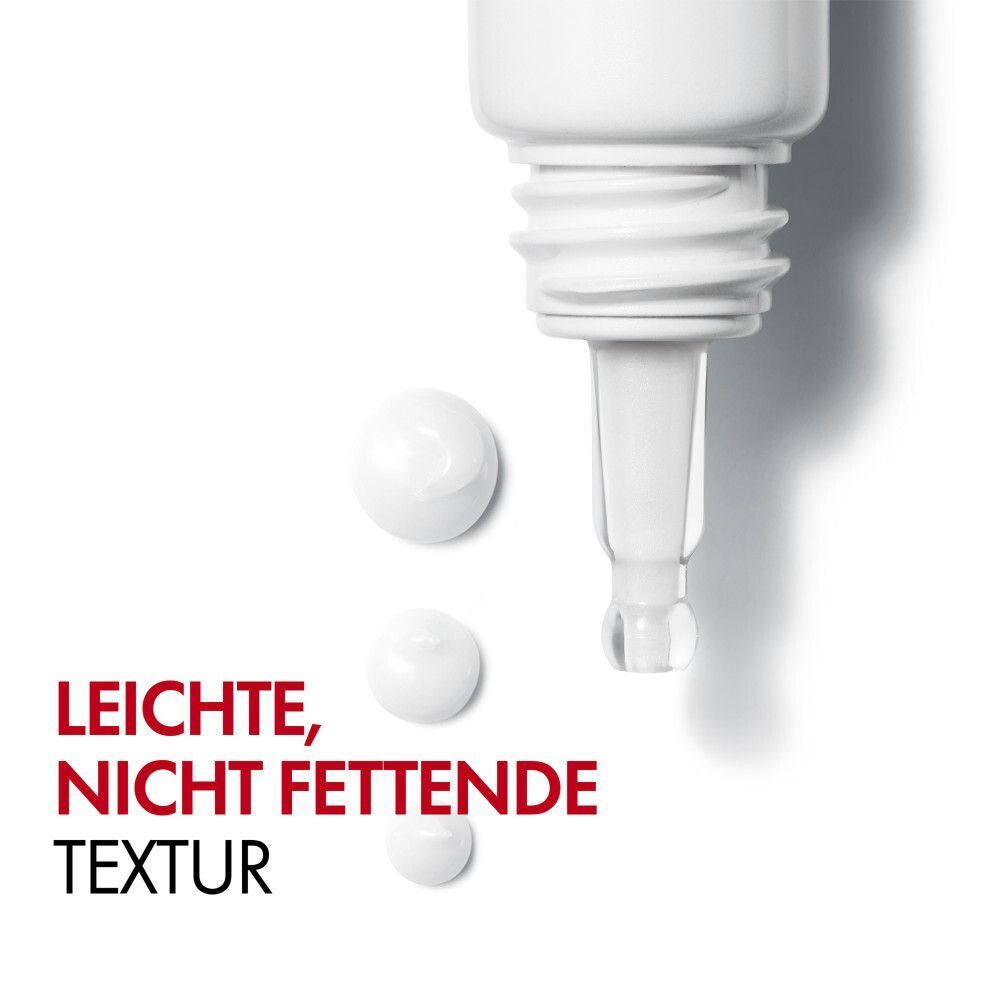 Nahaufnahme: Tropfen. Text: Leichte, nicht fettende Textur.