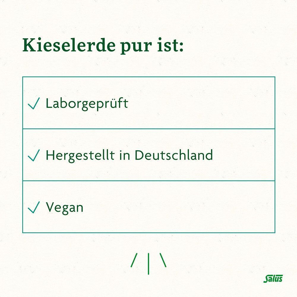 Liste mit drei Punkten: Laborgeprüft, Hergestellt in Deutschland, Vegan.