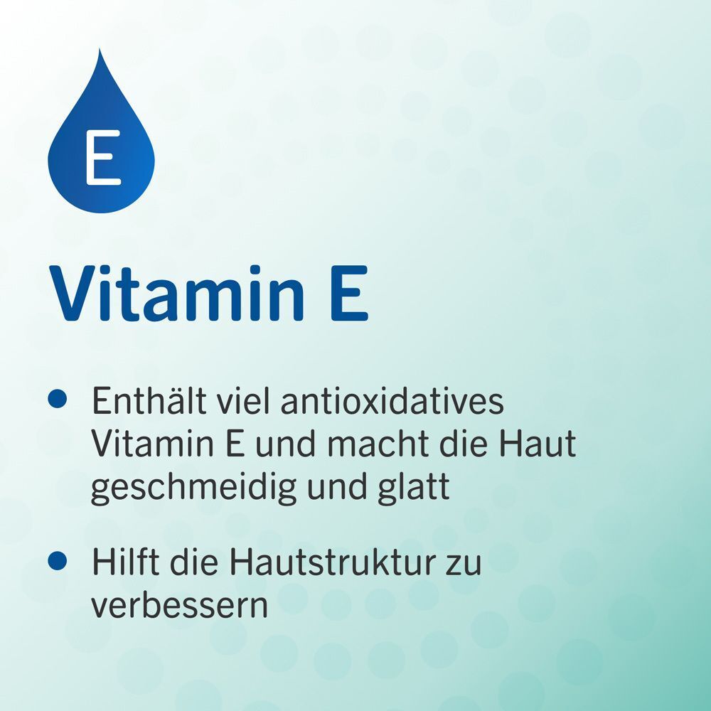 Vitamin E. Enthält antioxidatives Vitamin E. Hilft die Hautstruktur zu verbessern.