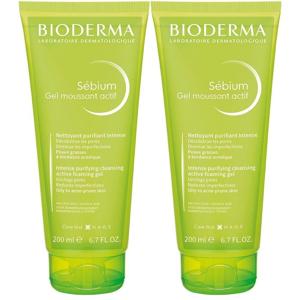 Bioderma Sebium Gel Moussant Actif Reinigungsgel 2x 2x200 ml