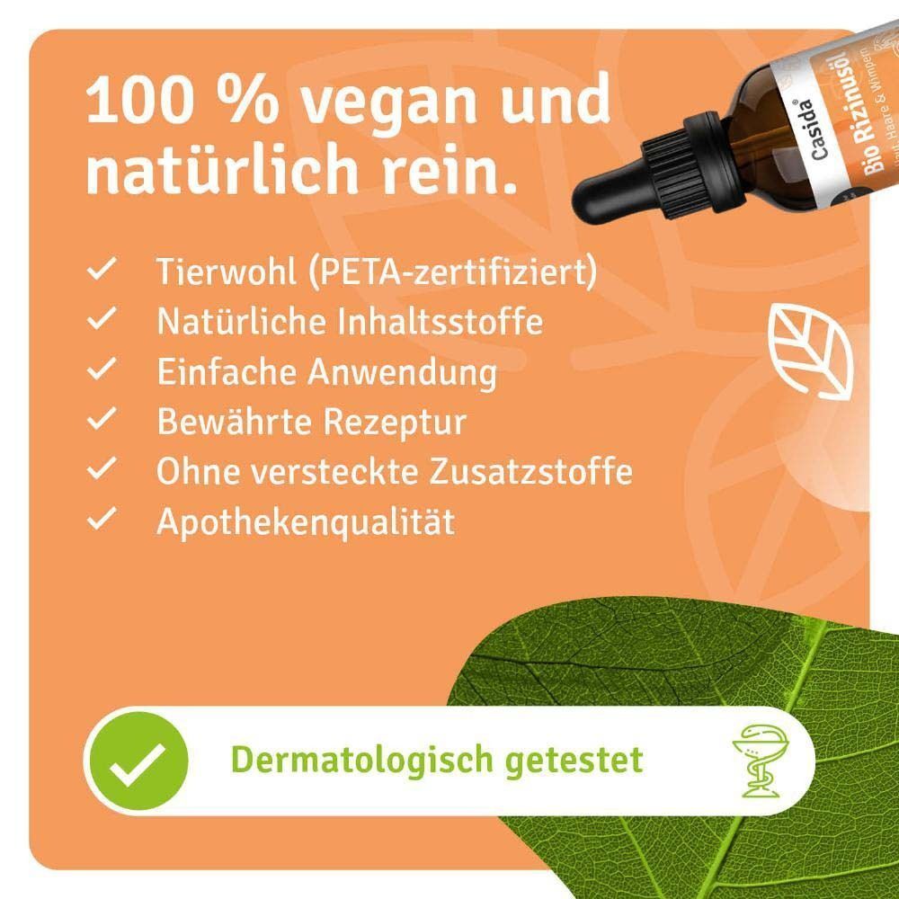 Text: 100 % vegan und natürlich rein. Aufzählungspunkte mit Vorteilen. Keine Produktabbildung.