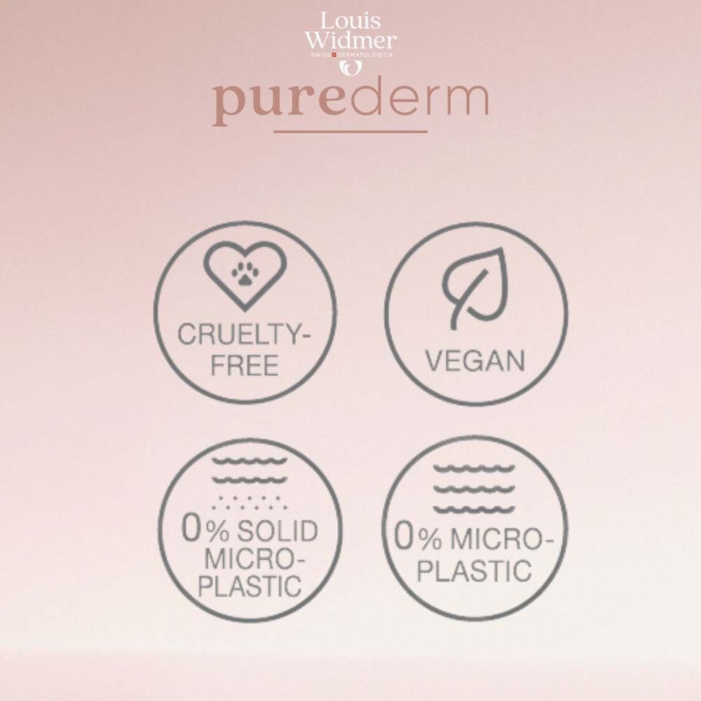 Vier Symbole: Cruelty-free, Vegan, 0% Mikroplastik, 0% Mikroplastik.
