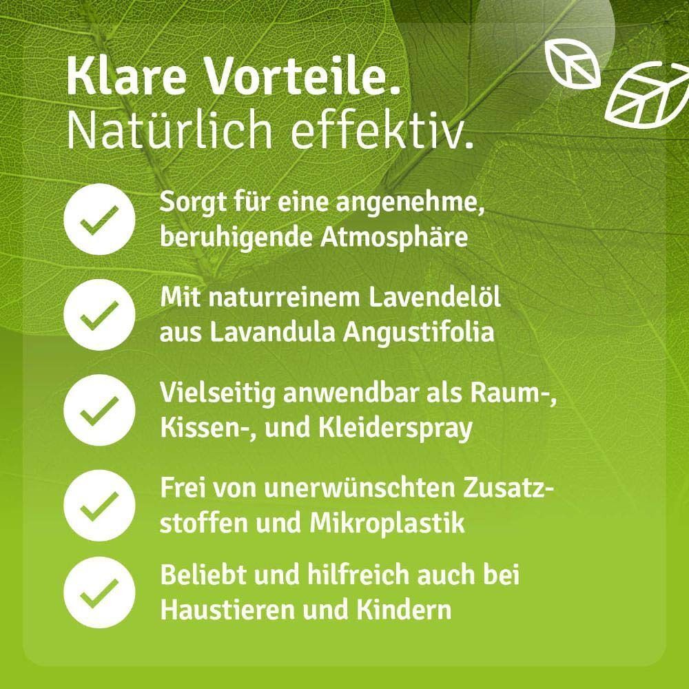 Text auf grünem Hintergrund: "Klare Vorteile. Natürlich effektiv." Aufzählung von Vorteilen. Keine Abbildung des Produkts.