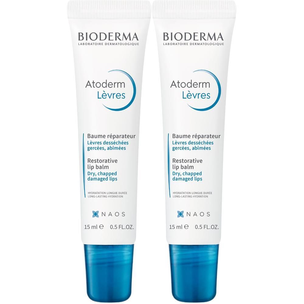Bioderma Atoderm Levres Baume Lippen-Pflegebalsam 2x 2x15 ml Lippenschutz
