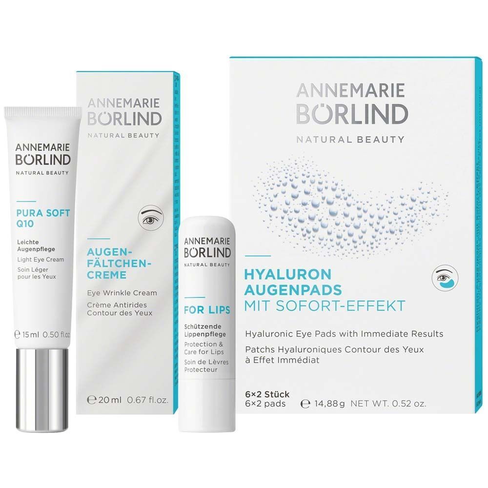 ANNEMARIE BÖRLIND Augencreme, Lippenpflege-Stift und Augenpads.