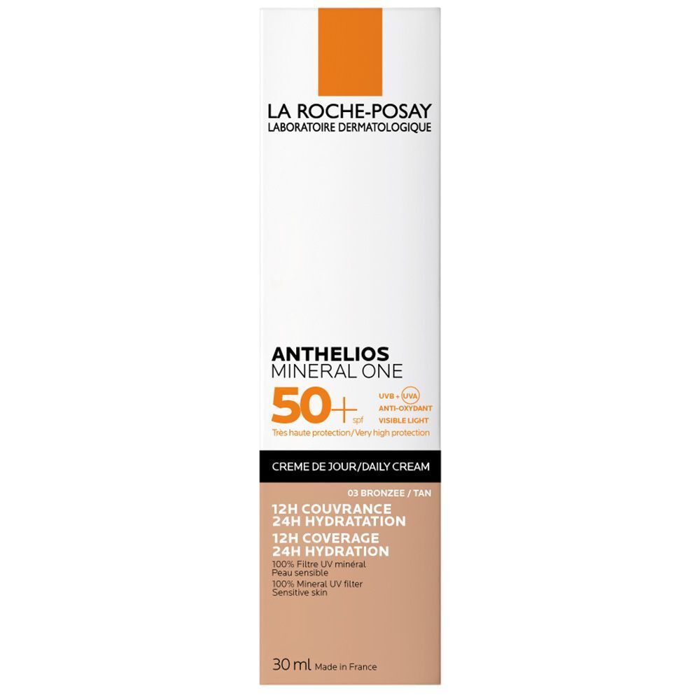 La Roche-Posay Anthelios Mineral One LSF 50+ 03 Tan. Tube mit Produktinformationen. Creme de Jour/Daily Cream. 30 ml.