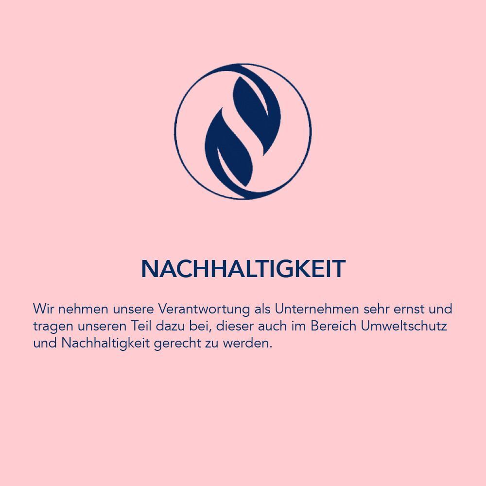 Logo Nachhaltigkeit. Text: Wir nehmen unsere Verantwortung als Unternehmen sehr ernst und tragen unseren Teil dazu bei, dieser auch im Bereich Umweltschutz gerecht zu werden.