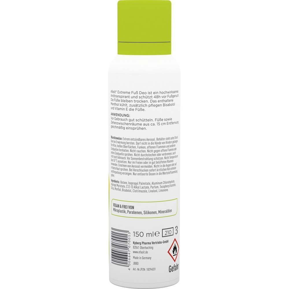 Weiße Sprühflasche mit grünem Deckel. Rückseite mit Text und Barcode. Aufschrift: "150 ml".