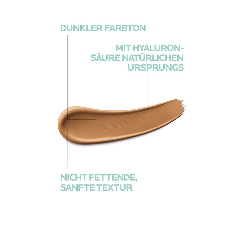 Farbstrich BB Cream Dunkel. Text: Dunkler Farbton, nicht fettende Textur. Mit Hyaluronsäure.