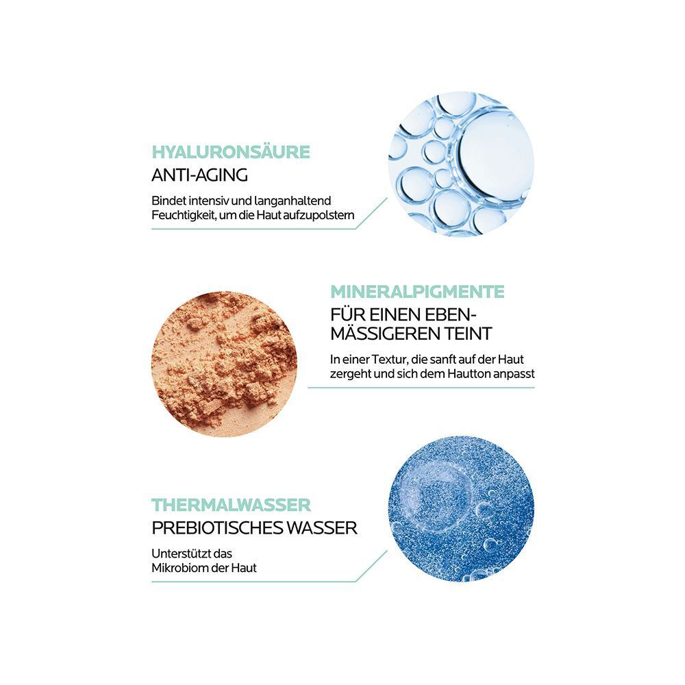 Grafik: Anti-Aging, Hyaluronsäure. Mineralpigmente. Thermalwasser.
