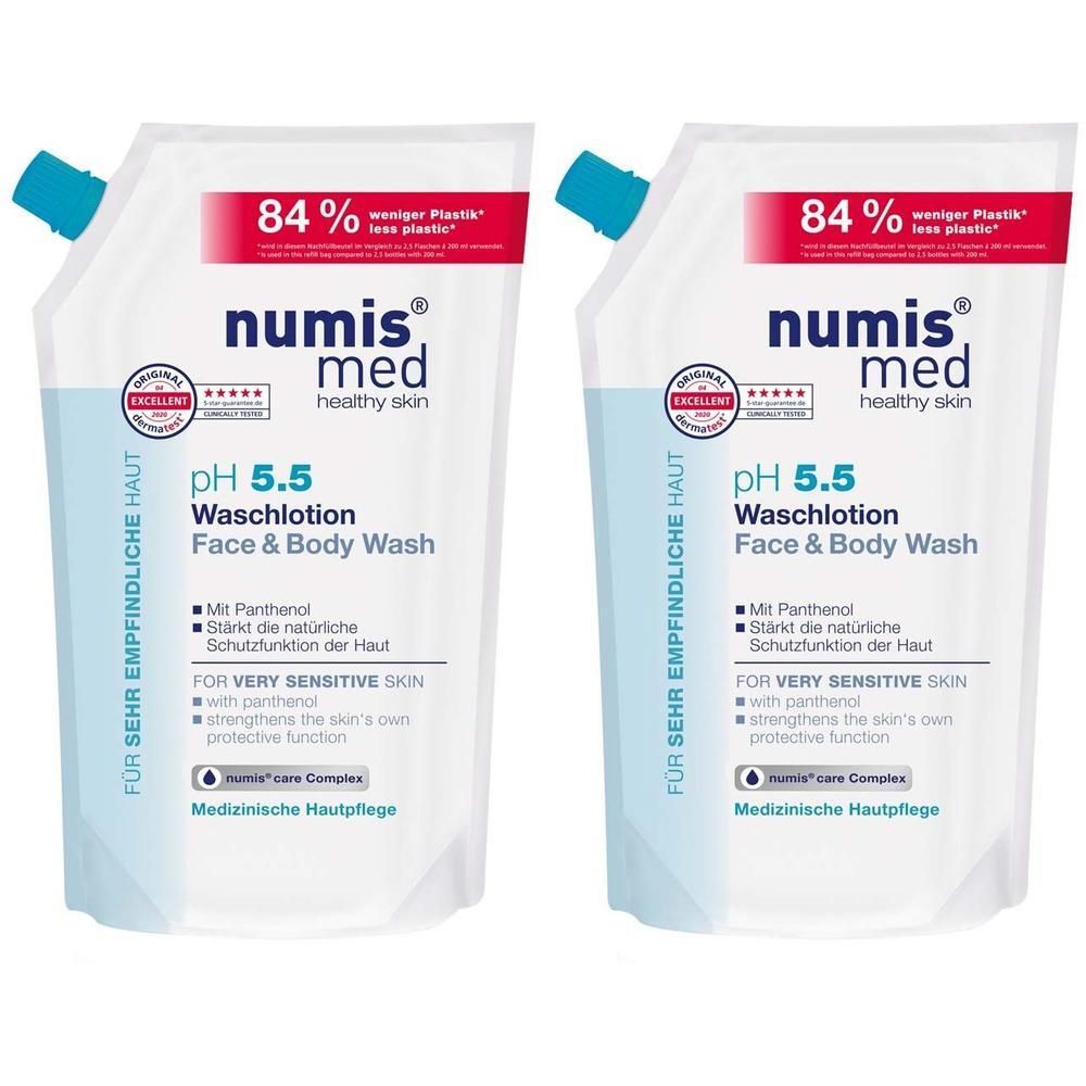Numis med pH 5,5 Waschlotion Nachfüllbeutel 2x 2x500 ml Duschgel
