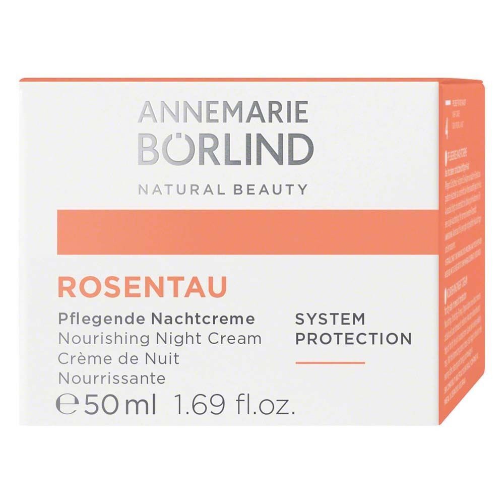 Verpackung der ANNEMARIE BÖRLIND ROSENTAU Pflegende Nachtcreme, 50 ml.