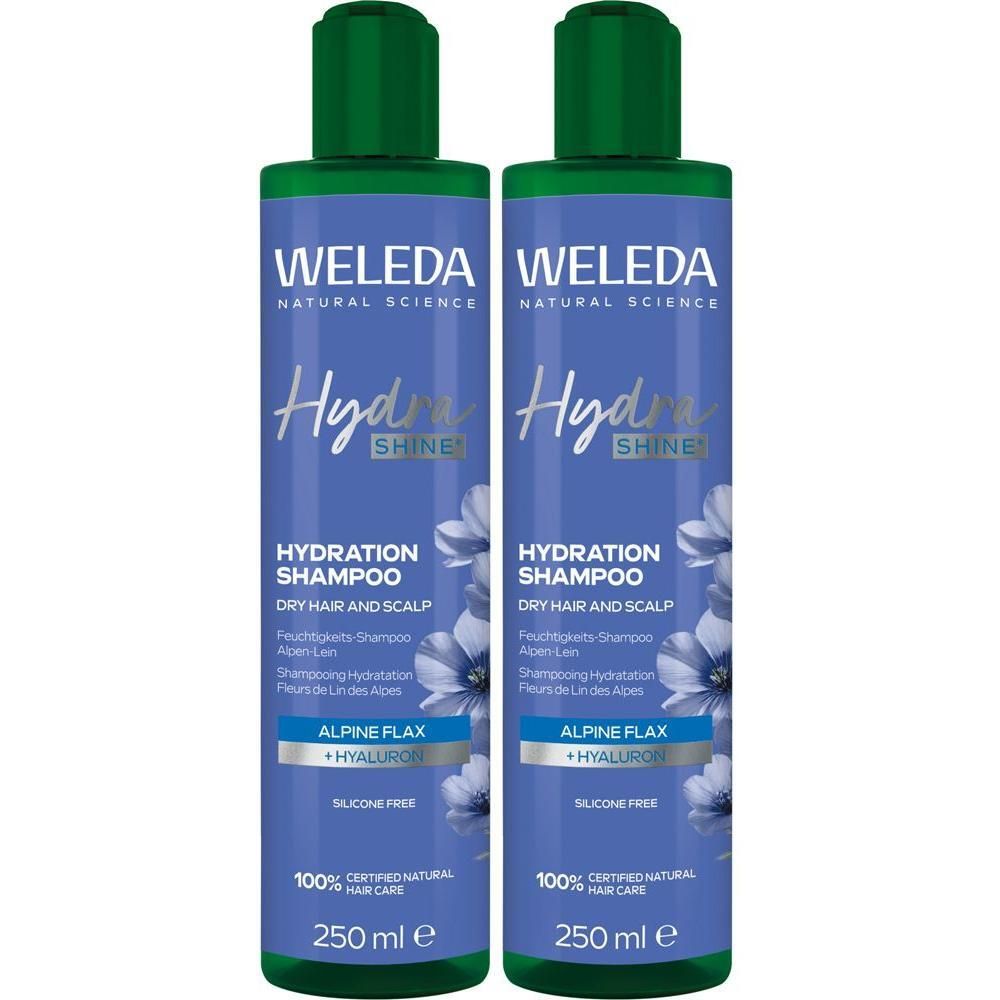 Weleda HydraShine Feuchtigkeits-Shampoo Alpen-Lein 2x 2x250 ml Shampoo