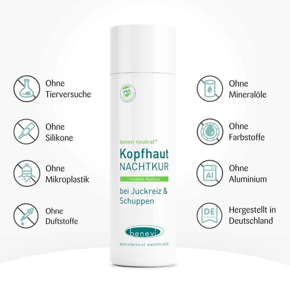Produktflasche. Text: Ohne Tierversuche, ohne Mineralöle, ohne Silikone, ohne Farbstoffe, ohne Mikroplastik, ohne Aluminium, ohne Duftstoffe. Made in Germany.