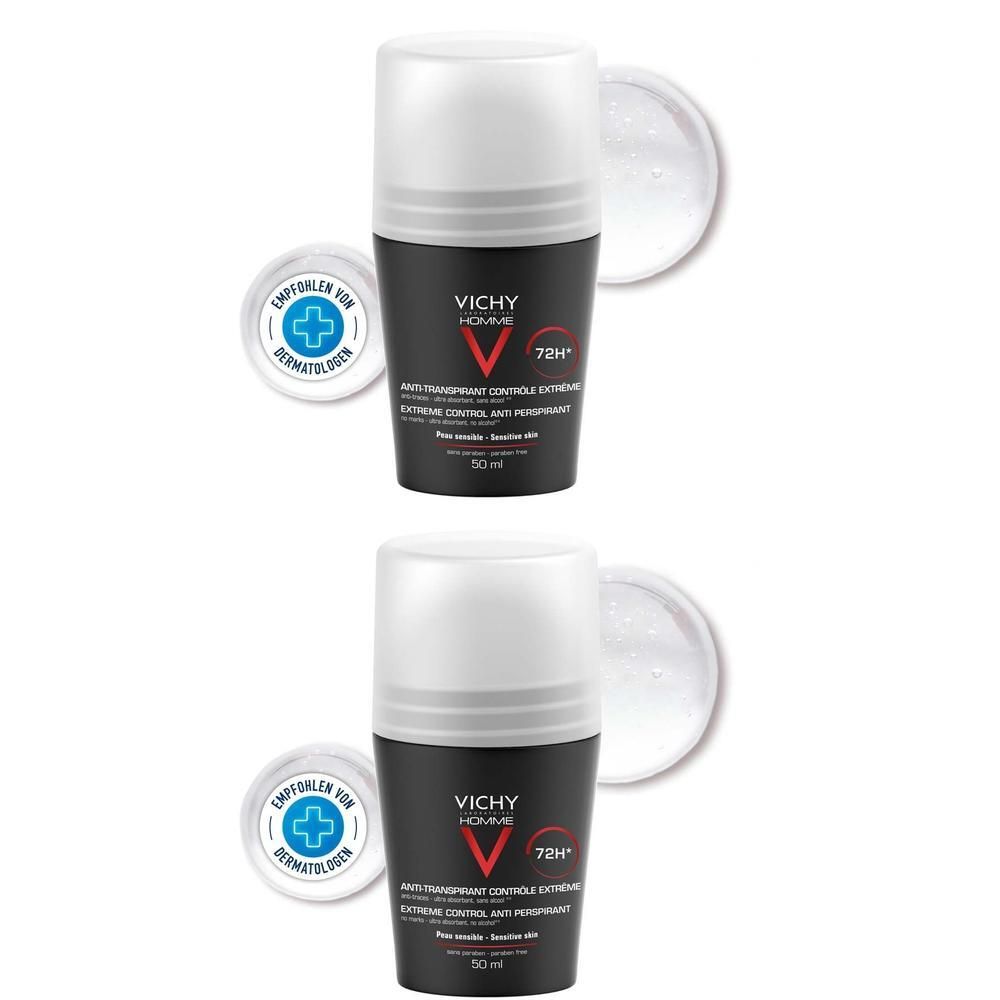 Vichy Homme Deo Antitranspirant 72h extreme Cont. 2x 2x50 ml Roller
