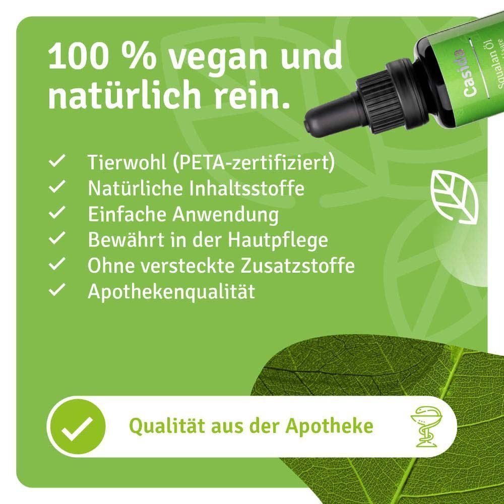 Text: 100% vegan und natürlich rein. Tierwohl (PETA-zertifiziert), natürliche Inhaltsstoffe, einfache Anwendung. Apothekenqualität.