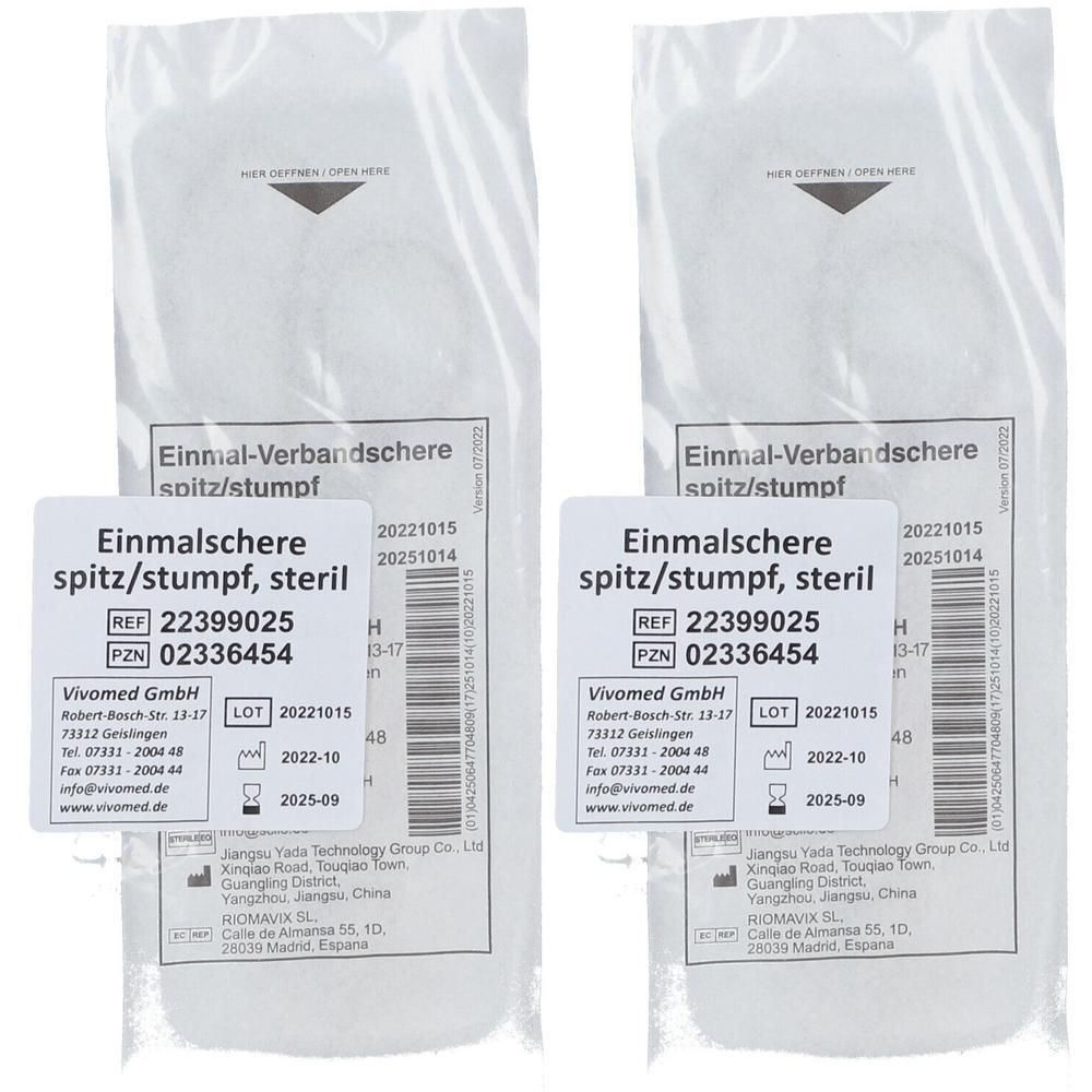 Einmal Verbandschere steril spitz/stumpf 2x 2x1 St