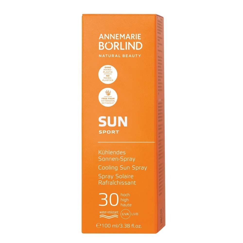 Verpackung ANNEMARIE BÖRLIND SPORT Kühlendes Sonnenspray LSF 30, 100 ml.