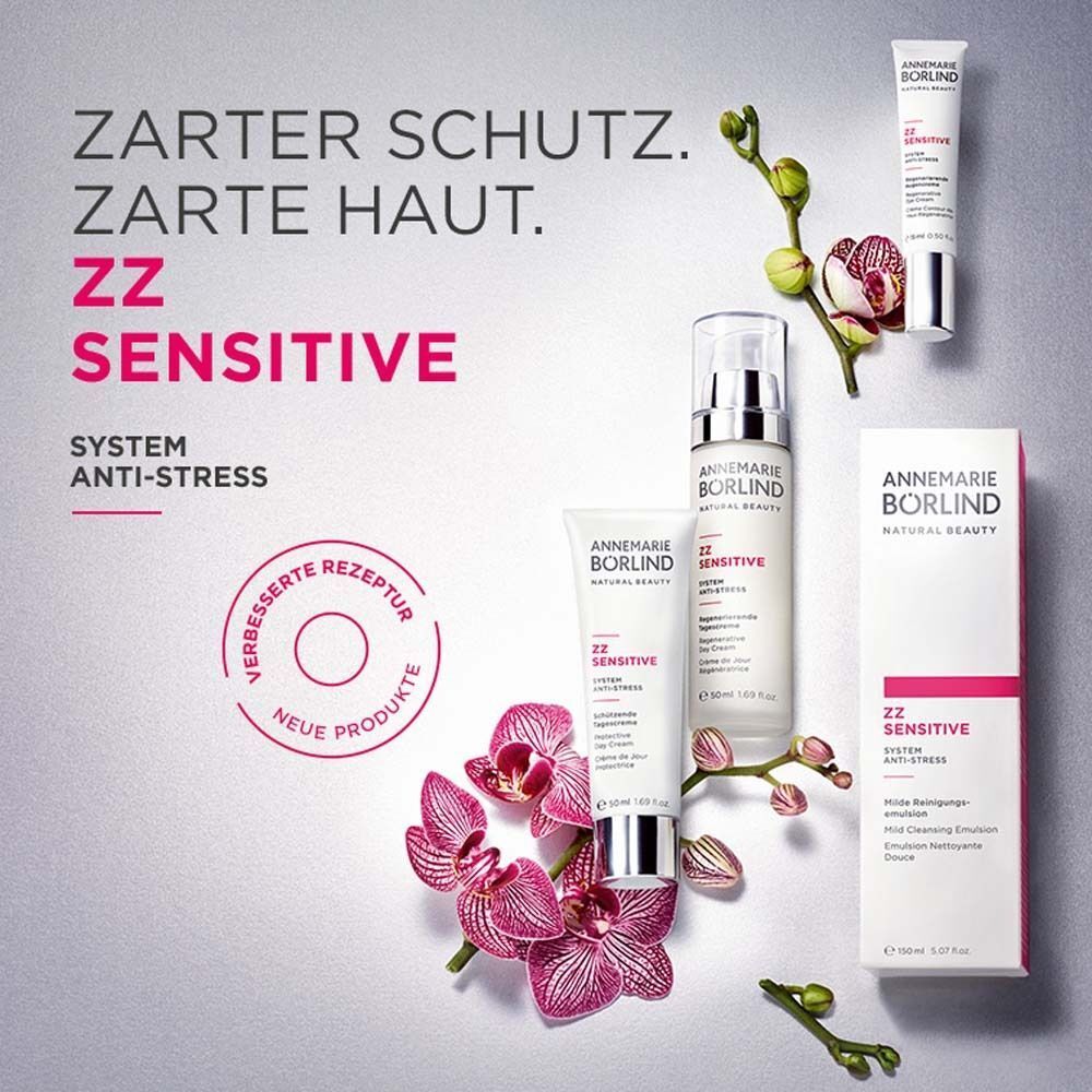 ANNEMARIE BÖRLIND ZZ SENSITIVE Produktlinie mit Orchideen und Tuben.