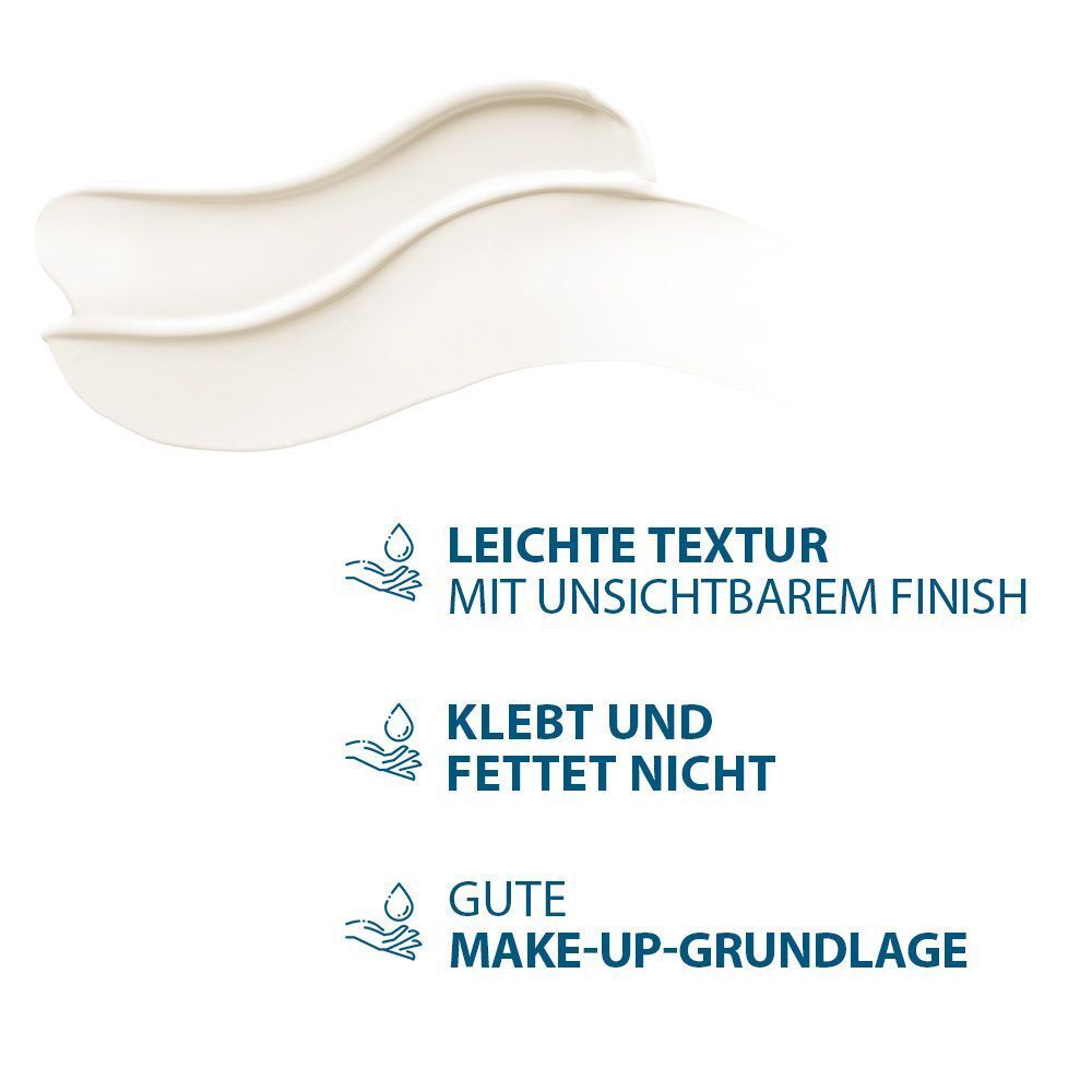 Text: Leichte Textur mit unsichtbarem Finish. Klebt und fettet nicht. Gute Make-up-Grundlage.