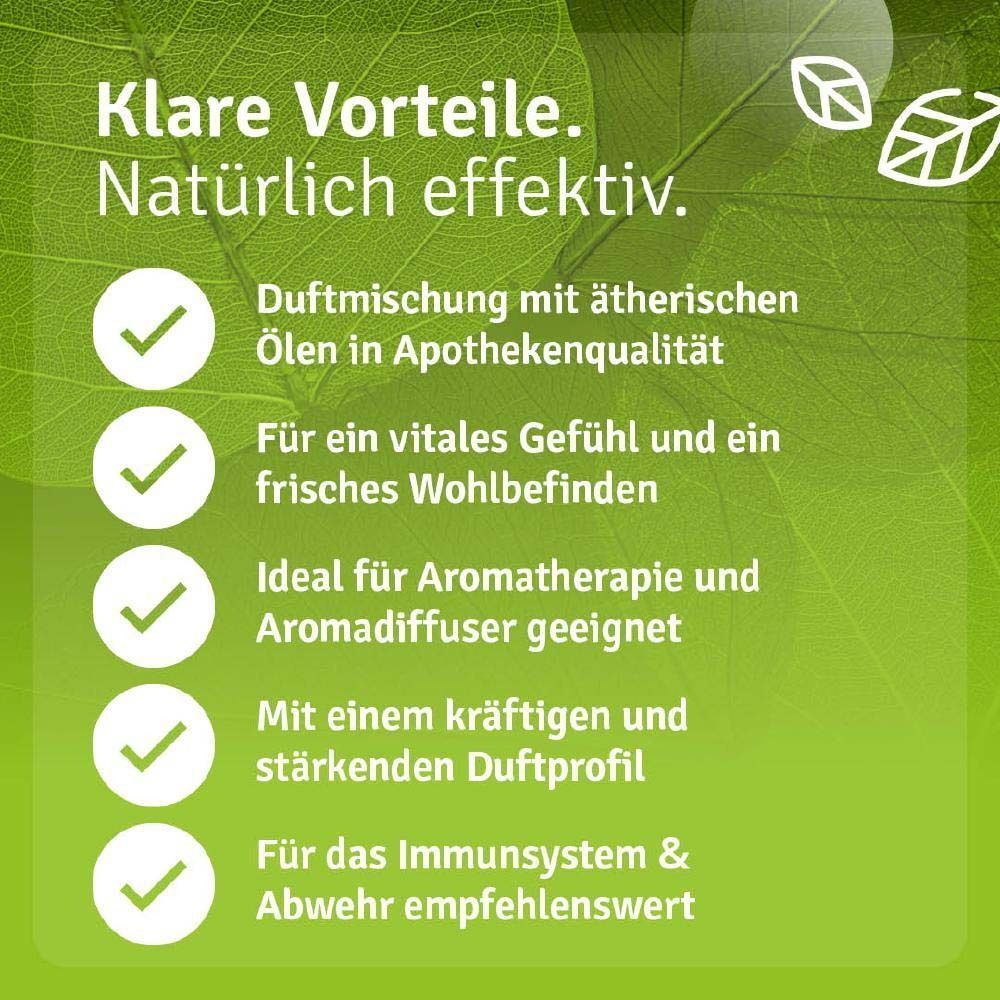 ABWEHR & KRAFT Duftmischung. Vorteile: Aromatherapie, vitales Gefühl, frisches Wohlbefinden, starkes Duftprofil, Immunsystem.