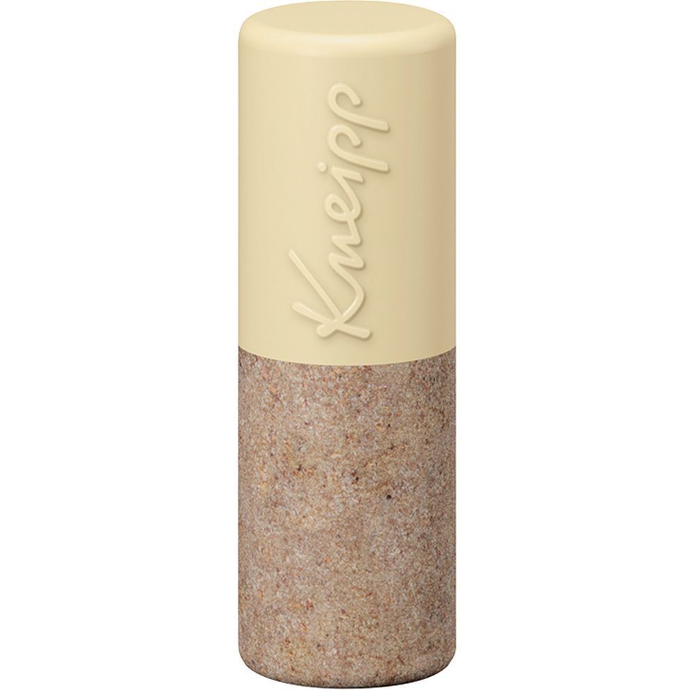 Lippenpflegestift mit hellem und braunem Teil. Der helle Teil trägt den Schriftzug Kneipp. Auf hellem Hintergrund.
