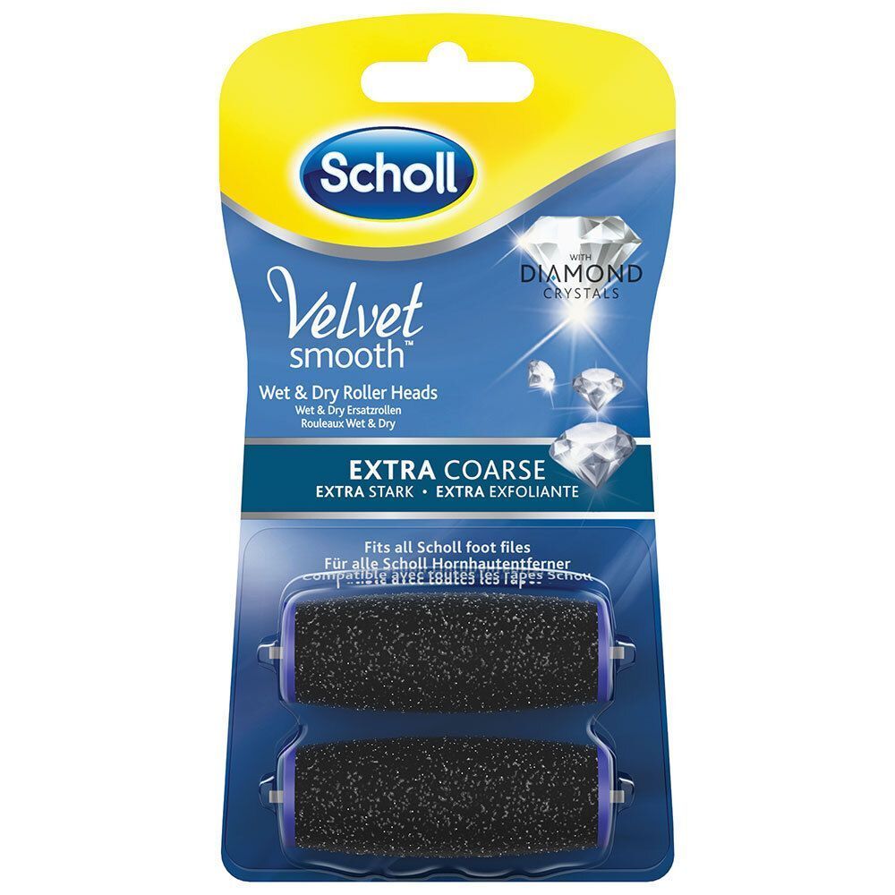 Ersatzrollen. Schwarze Rollen mit Diamantpartikeln. Verpackung mit Produktnamen und Markennamen.