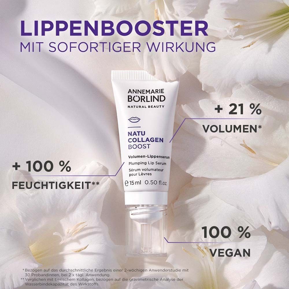 ANNEMARIE BÖRLIND Natu Collagen Boost Volumen-Lippenserum: 100% Vegan, +100% Feuchtigkeit, +21% Volumen.