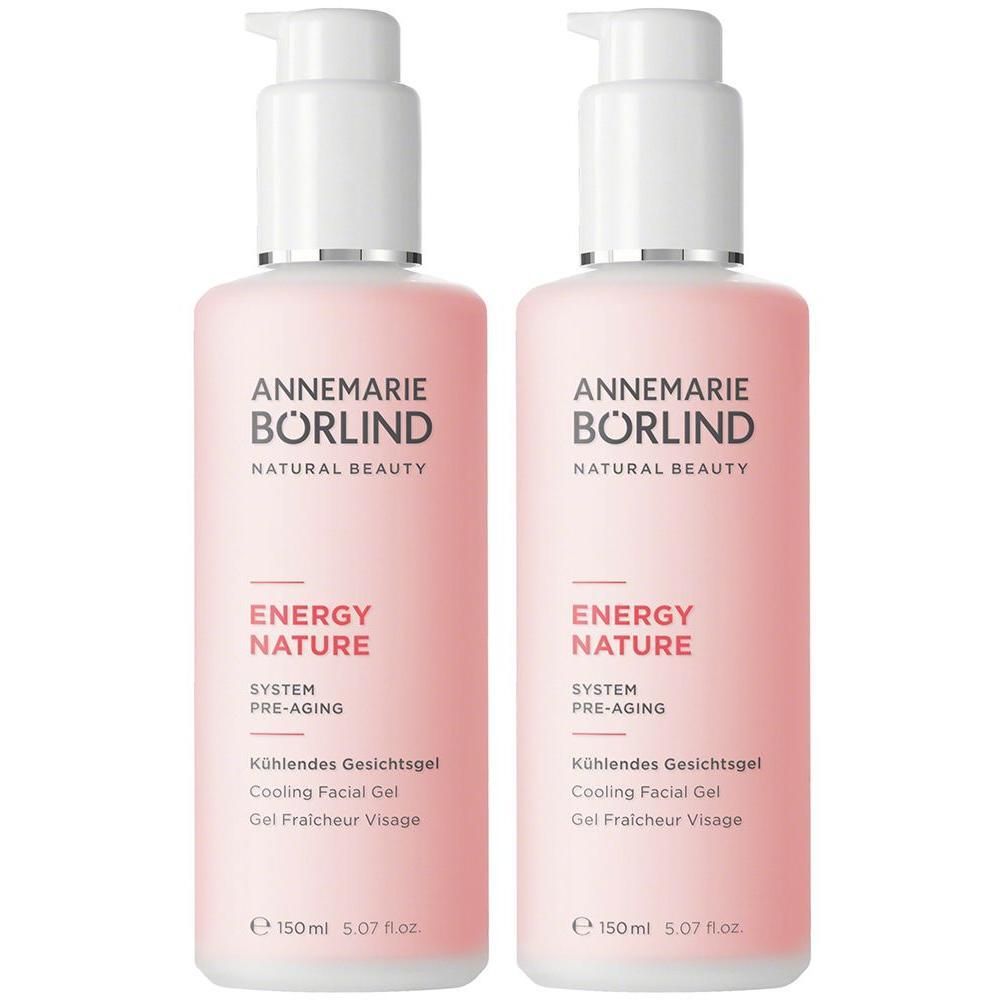 Zwei Flaschen ANNEMARIE BÖRLIND ENERGY NATURE Kühlendes Gesichtsgel, 150ml.
