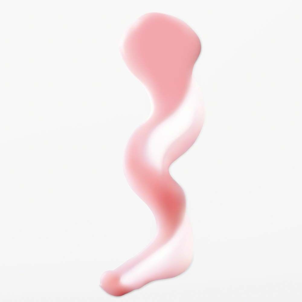 Eine rosa, wellenförmige Gel-Textur auf weißem Hintergrund.