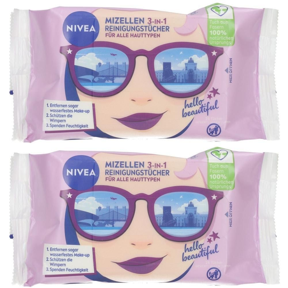Nivea Mizellen Reinigungstücher 3in1 alle Hauttyp. 2x 2x25 St Tücher