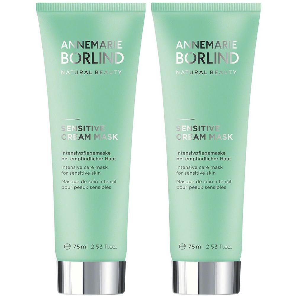 Zwei grüne Tuben ANNEMARIE BÖRLIND SENSITIVE CREAM MASK, je 75ml.