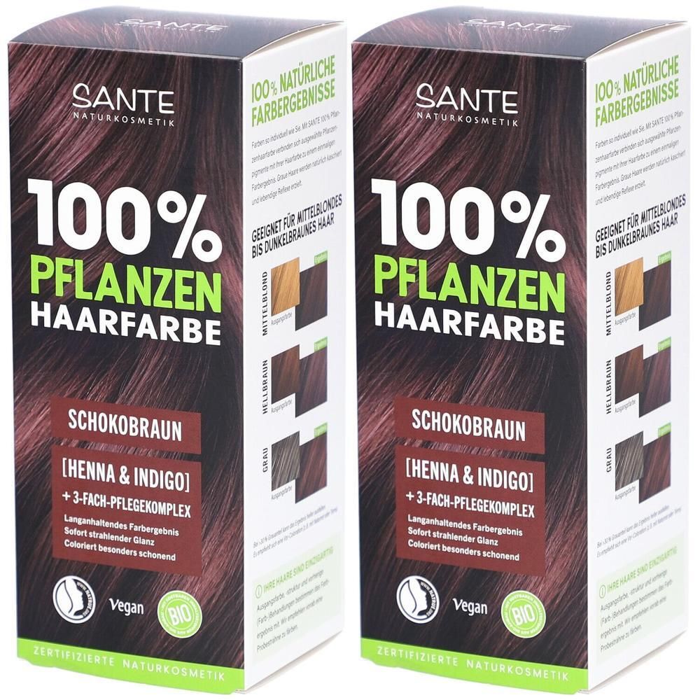 100% Pflanzenhaarfarbe mit 3-Fach Pflegekomplex schokobraun 02 2x 2x100 g