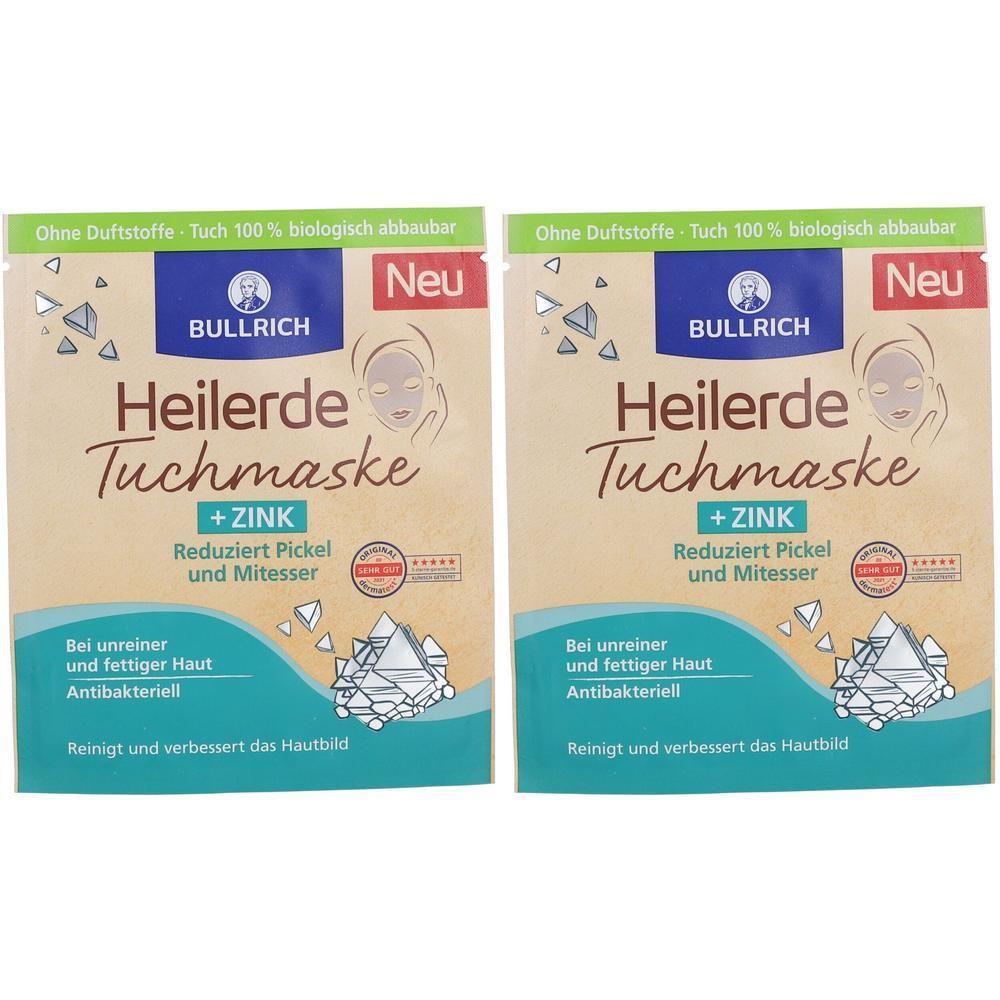 Bullrich Heilerde Tuchmaske+Zink 2x 2x1 St Gesichtsmaske