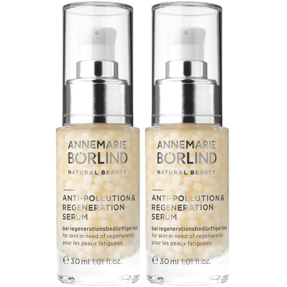 Zwei Flaschen ANNEMARIE BÖRLIND Anti-Pollution & Regeneration Serum, je 30 ml.