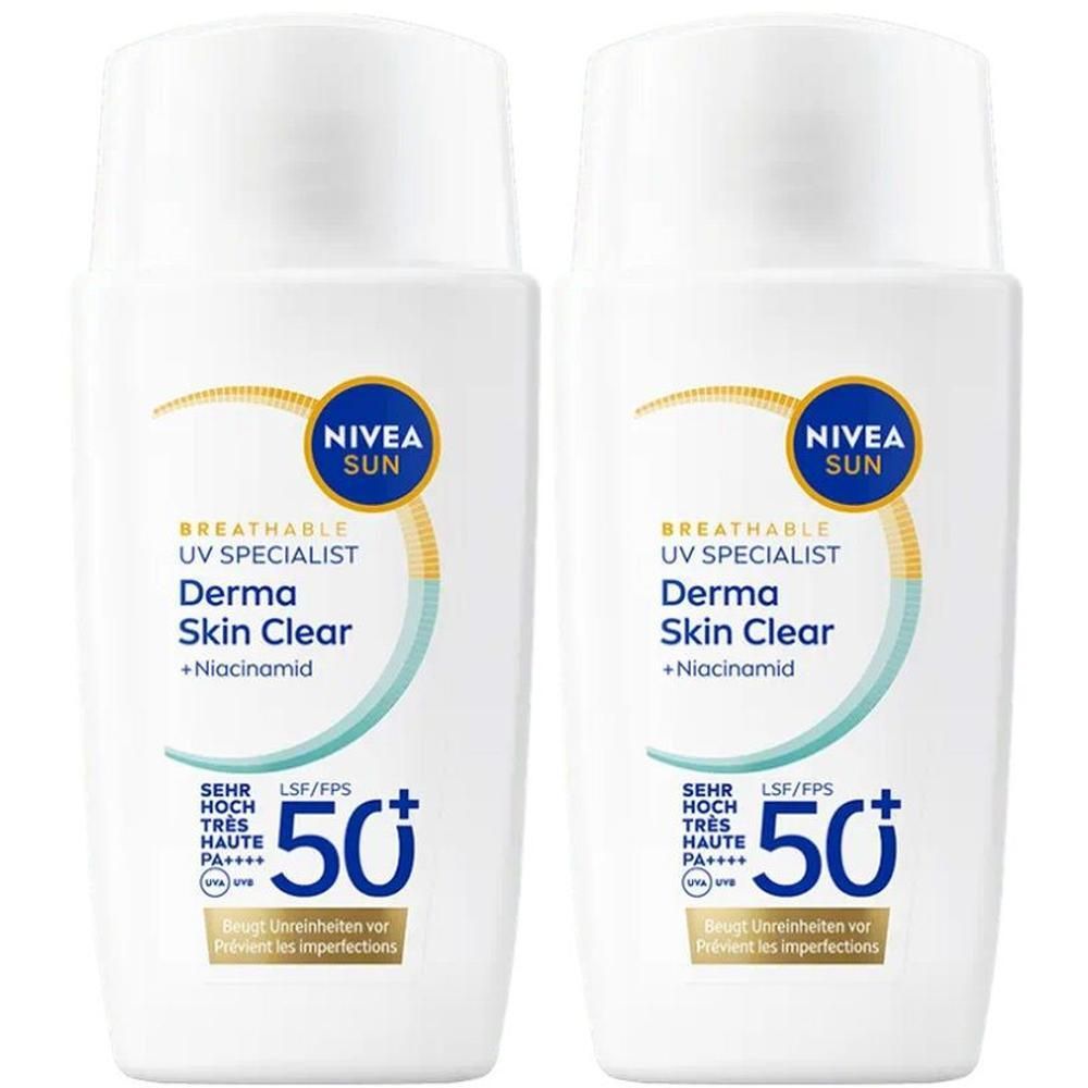 Nivea SUN Gesicht Derma Skin Clear Fluid LSF 50+ 2x 2x40 ml
