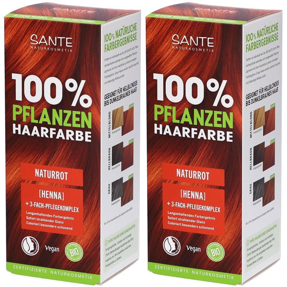 100% Pflanzenhaarfarbe mit 3-Fach Pflegekomplex naturrot 06 2x 2x100 g