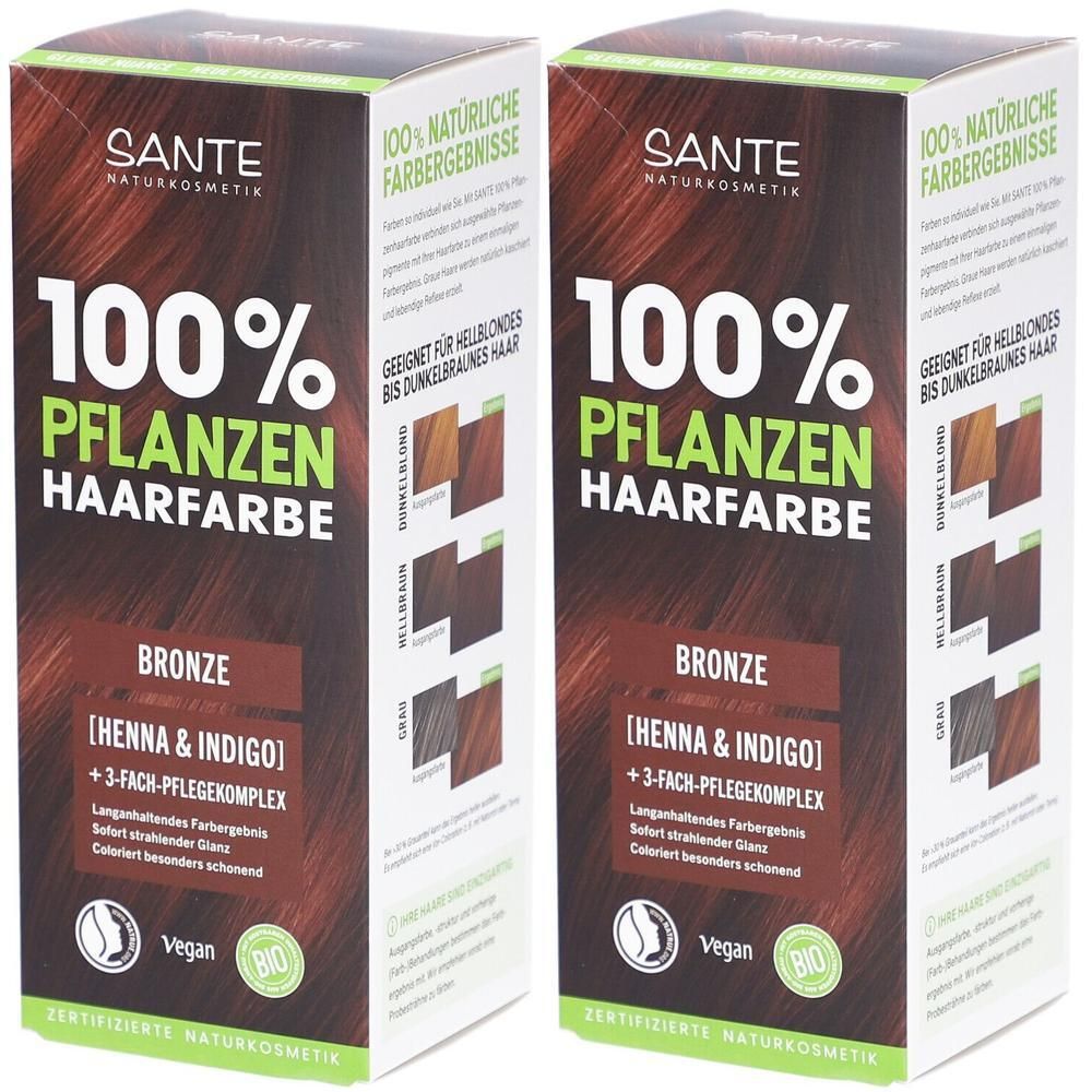 100% Pflanzenhaarfarbe mit 3-Fach Pflegekomplex bronze 03 2x 2x100 g