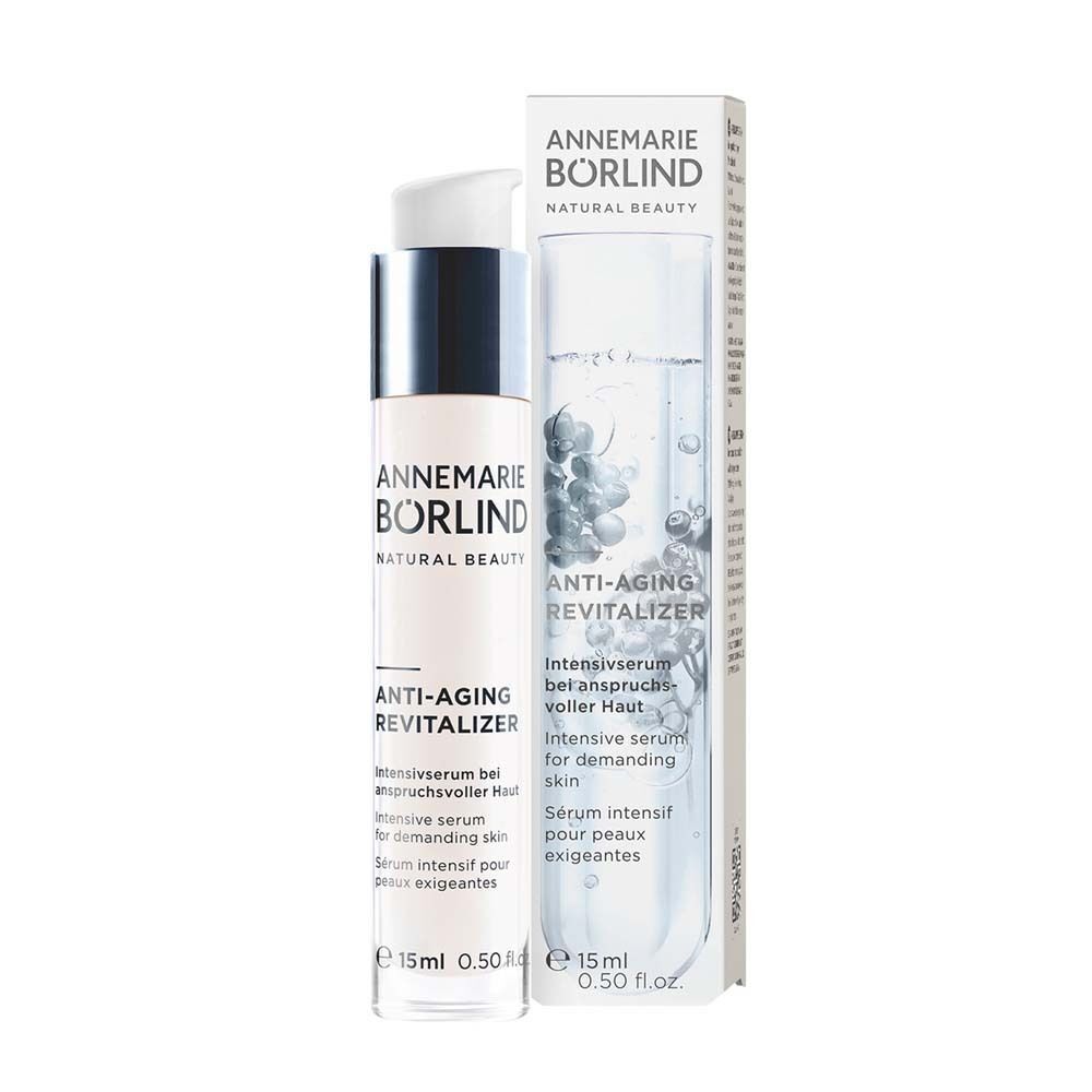 BÖRLIND Anti-Aging Revitalizer Flasche und Verpackung. Text: Anti-Aging Revitalizer, 15ml.