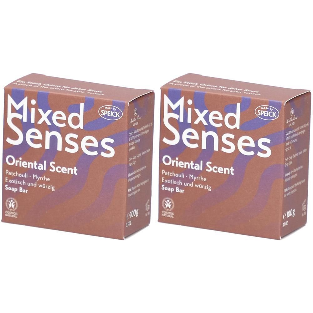 Zwei Schachteln Mixed Senses Oriental Scent Seife, Patchouli & Myrrhe, 100g.