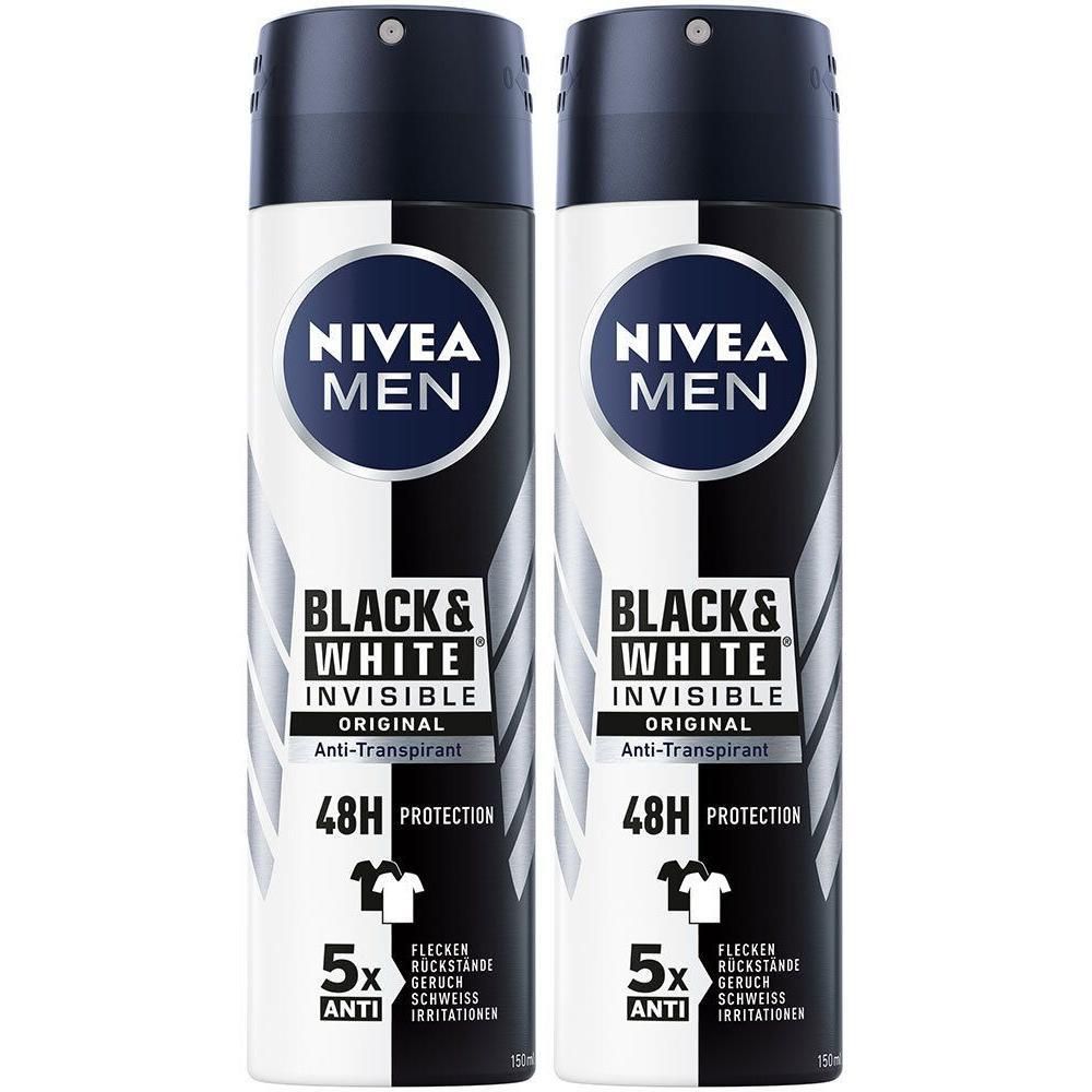 Nivea MEN Deo Spray invisible black & white power 2x 2x150 ml Deospray