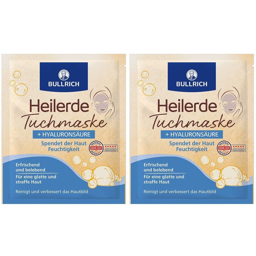 Bullrich Heilerde Tuchmaske+Hyaluronsäure 2x 2x1 St Gesichtsmaske
