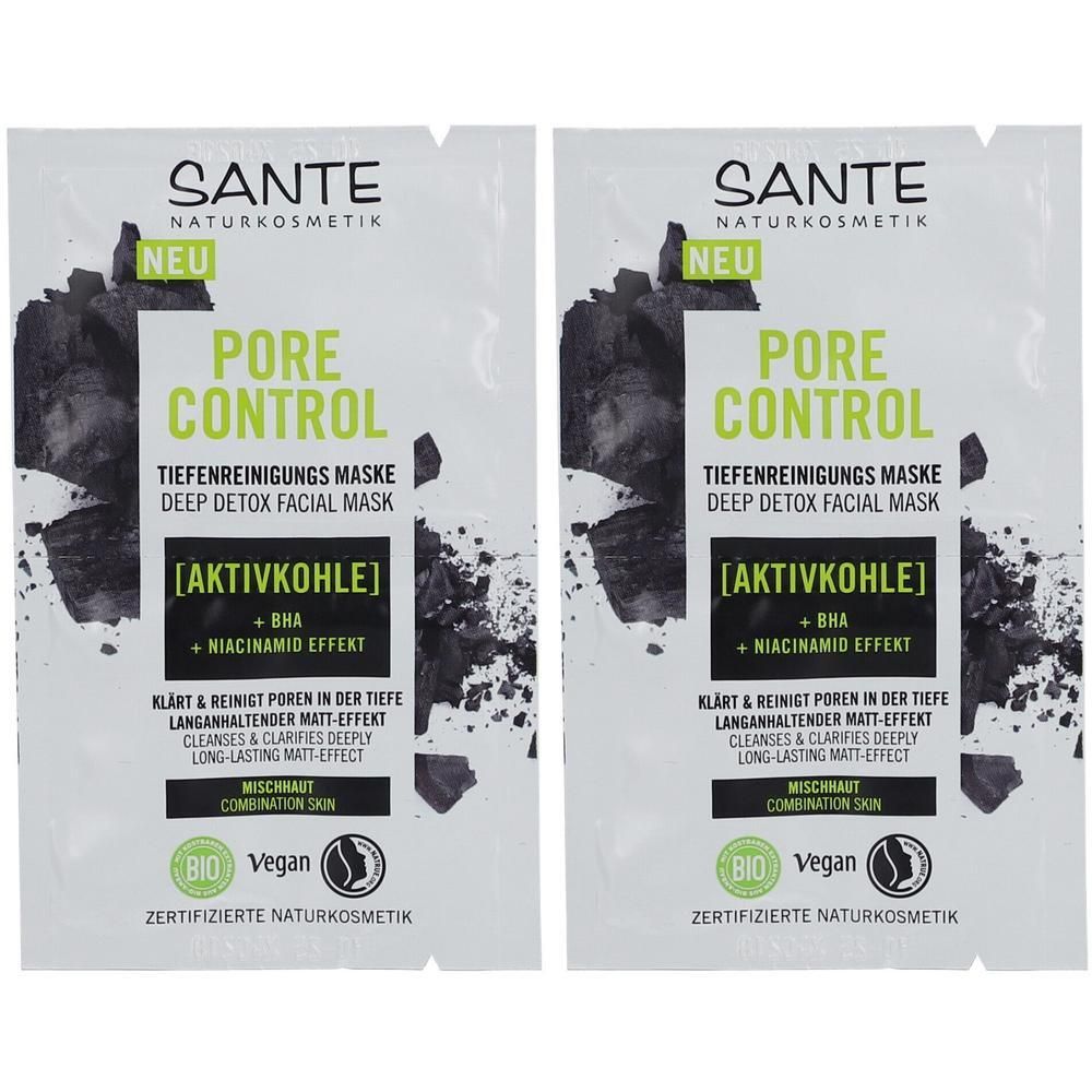 Pore Control Tiefenreinigungsmaske Aktivkohle 2x 2x8 ml Gesichtsmaske