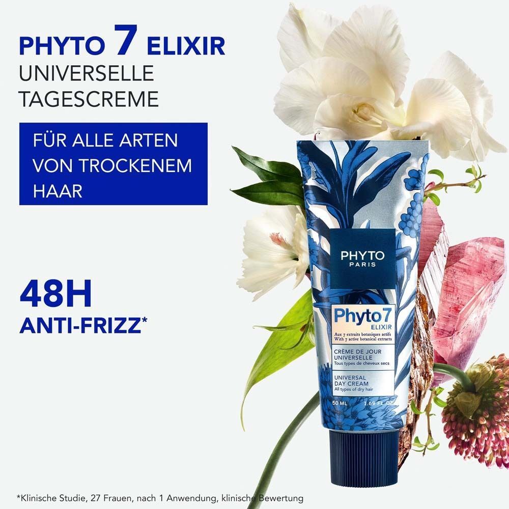 Phyto 7 Elixir Universelle Tagescreme für trockenes Haar. 48h Anti-Frizz.