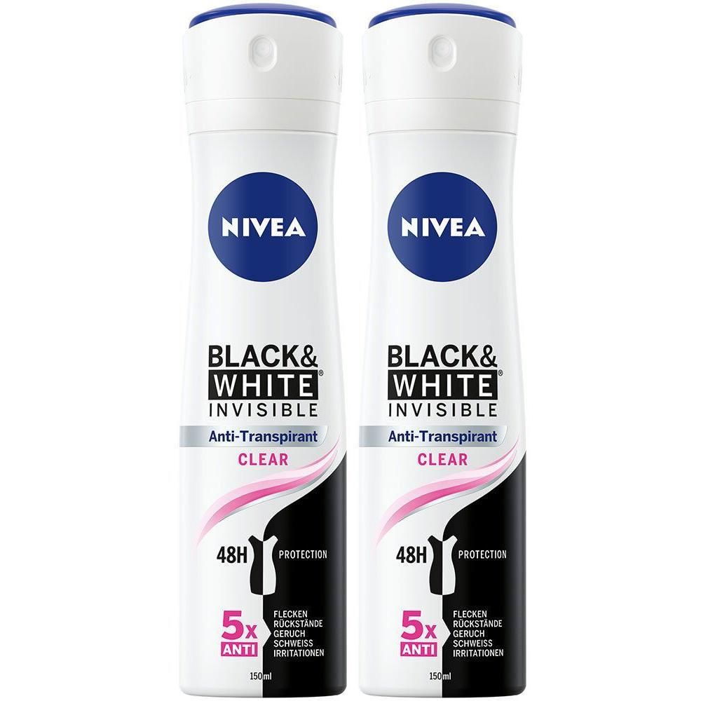 Nivea DEO Spray invisible black & white Clear 2x 2x150 ml Deospray